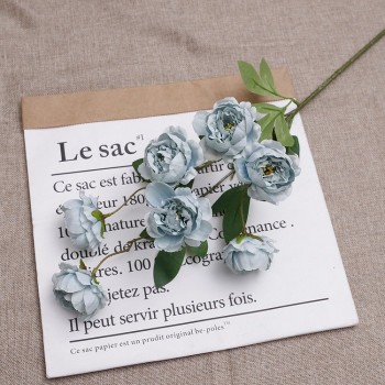 Hoa mẫu đơn vải lụa bông nhỏ cành 7 bông